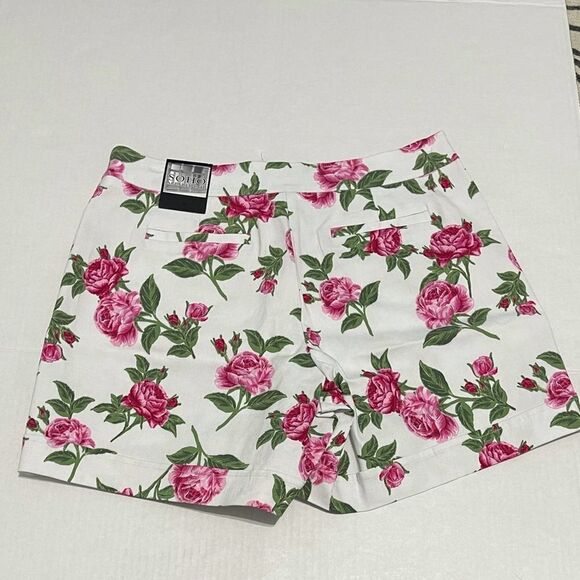 SOHO Apparel LTD Floral Print Shorts High Waisted‎ White Pink Rose Size 8 - Picture 12 of 12